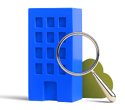 Cohabit 3D building model with magnifying glass